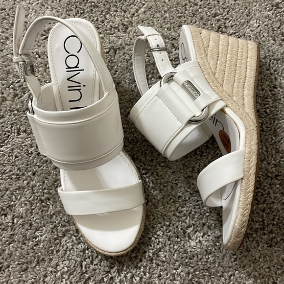 White Calvin Klein espadrilles wedges sz 7 1/2 - Picture 3 of 7